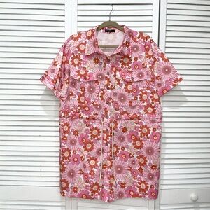 SHEIN Pink Floral Short Sleeve Romper